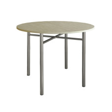 Stůl STRAKOŠ Olek bis s kovovou konstrukcí v barvě satén, deska bílá - EXPD 430 - výprodej