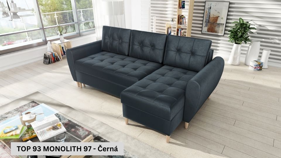 Produktové foto Rozkládací sedací souprava STRAKOŠ TOP 93 s úložným prostorem, rozkládací na spaní