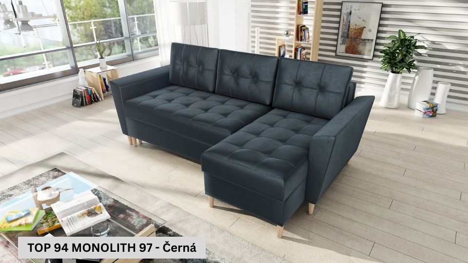 Produktové foto Rozkládací sedací souprava STRAKOŠ TOP 94 s úložným prostorem, rozkládací na spaní